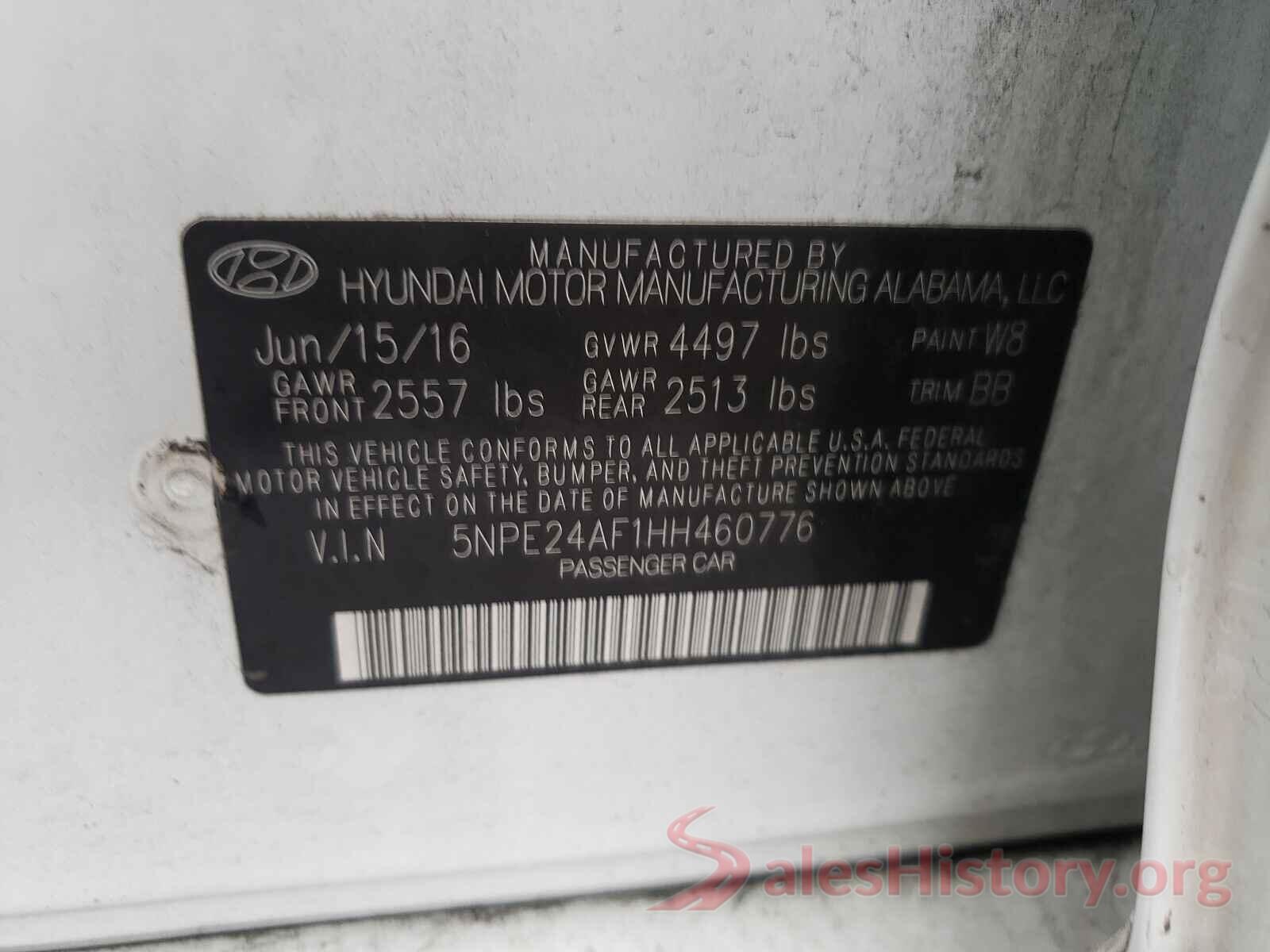 5NPE24AF1HH460776 2017 HYUNDAI SONATA