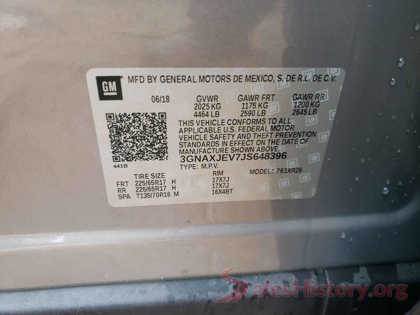 3GNAXJEV7JS648396 2018 CHEVROLET EQUINOX