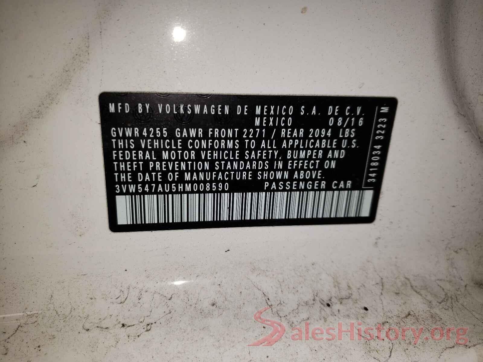 3VW547AU5HM008590 2017 VOLKSWAGEN GTI