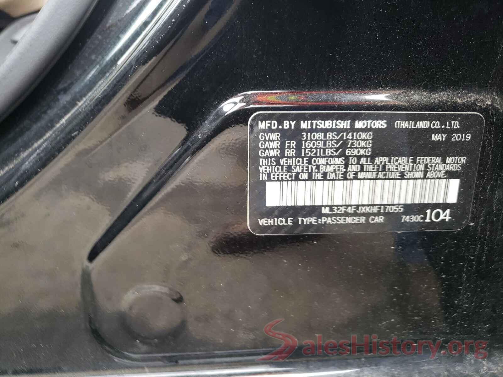 ML32F4FJXKHF17055 2019 MITSUBISHI MIRAGE