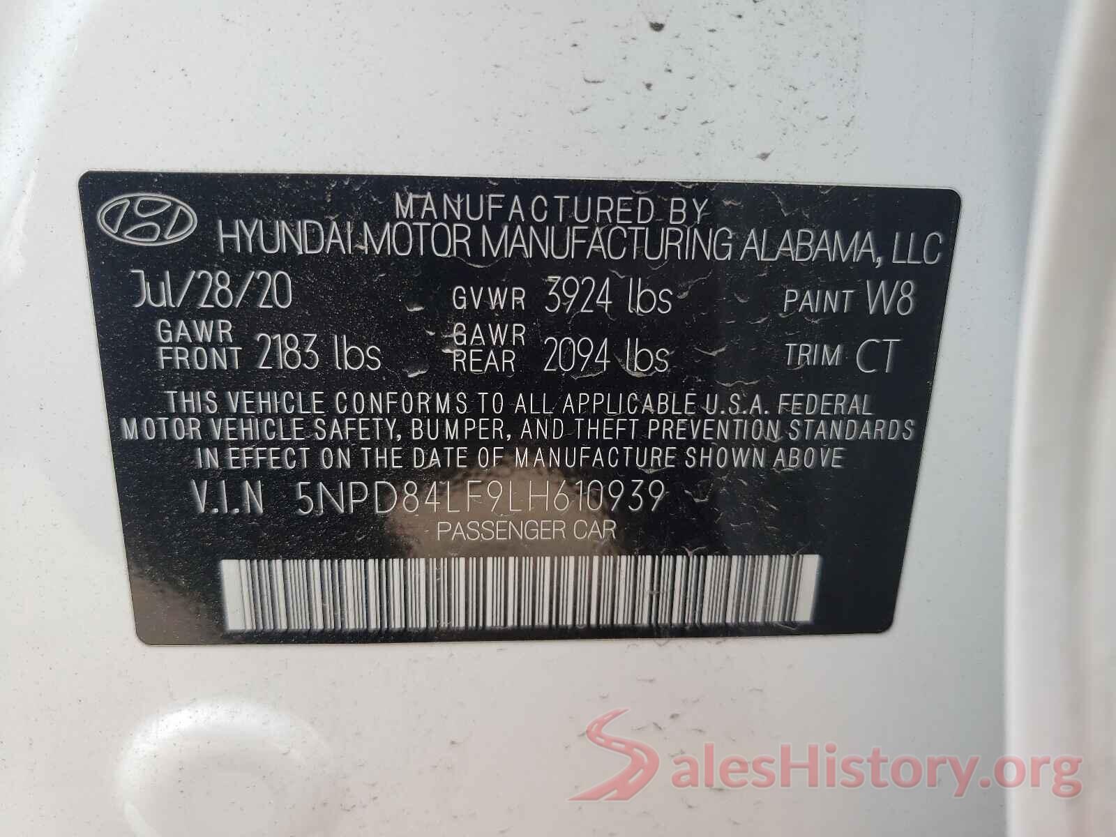 5NPD84LF9LH610939 2020 HYUNDAI ELANTRA