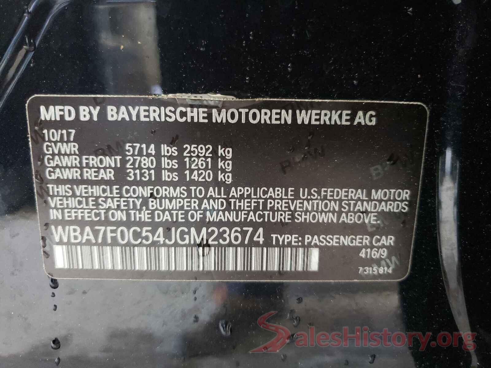 WBA7F0C54JGM23674 2018 BMW 7 SERIES