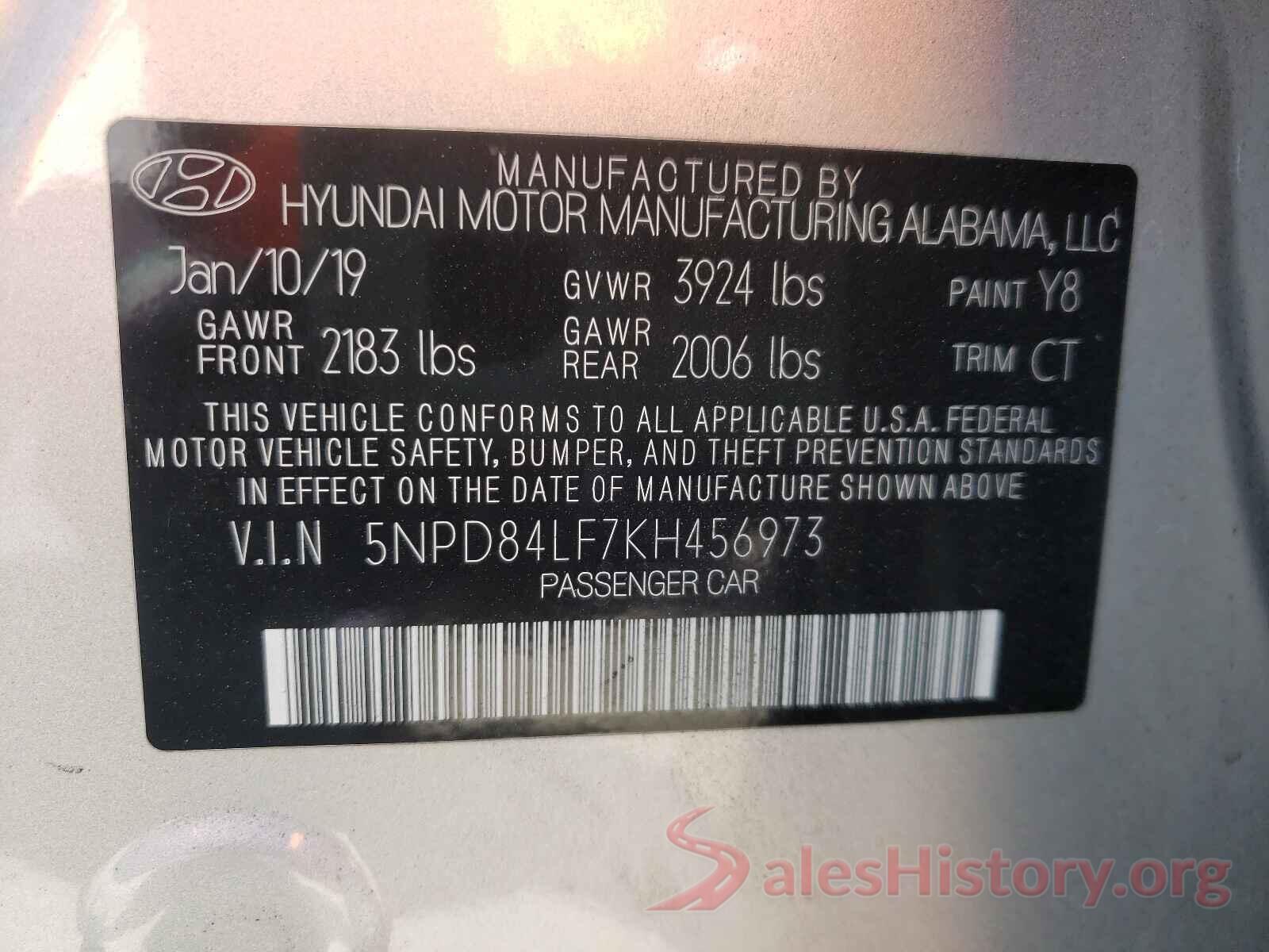 5NPD84LF7KH456973 2019 HYUNDAI ELANTRA