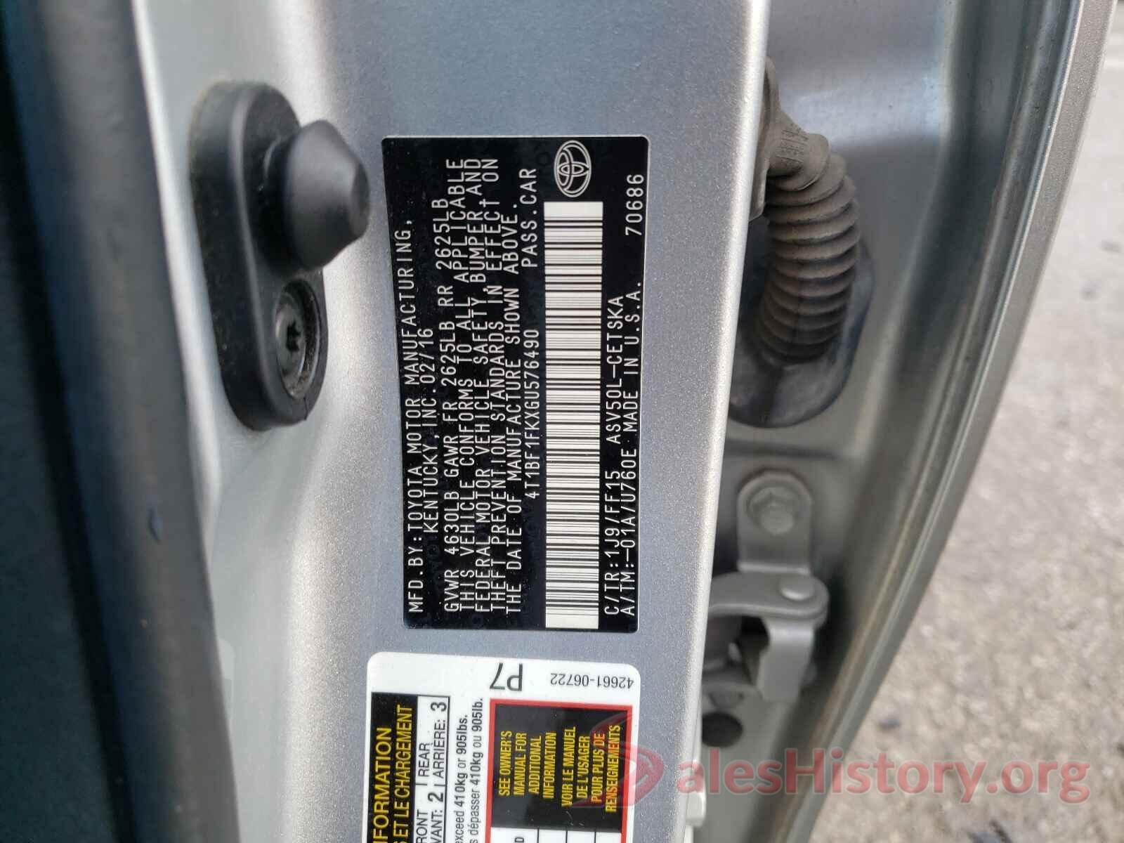 4T1BF1FKXGU576490 2016 TOYOTA CAMRY