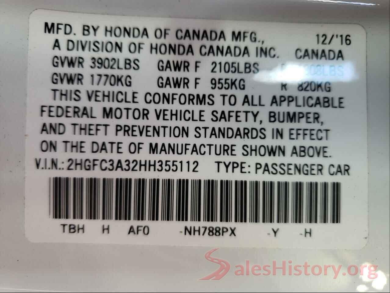 2HGFC3A32HH355112 2017 HONDA CIVIC