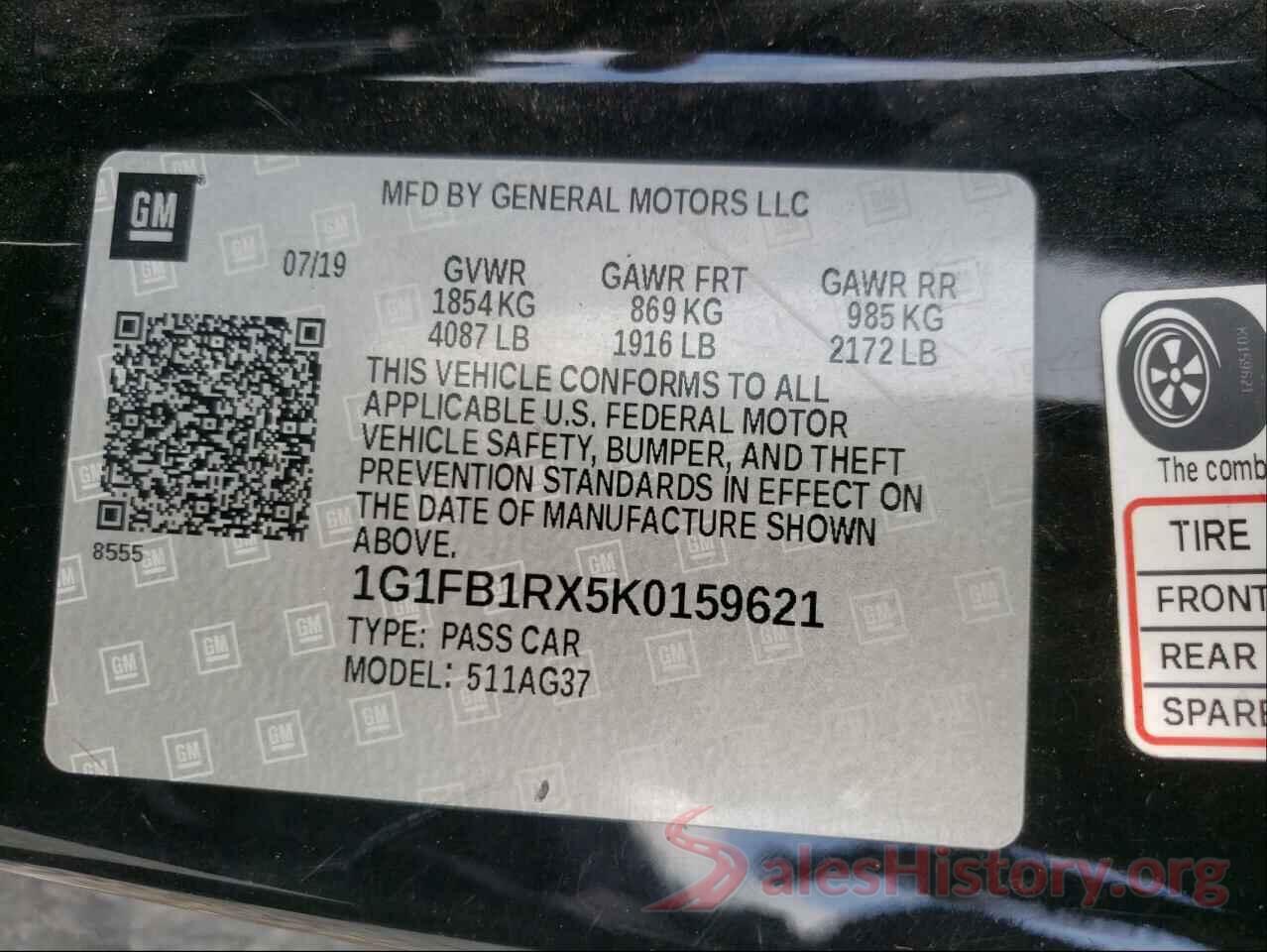 1G1FB1RX5K0159621 2019 CHEVROLET CAMARO