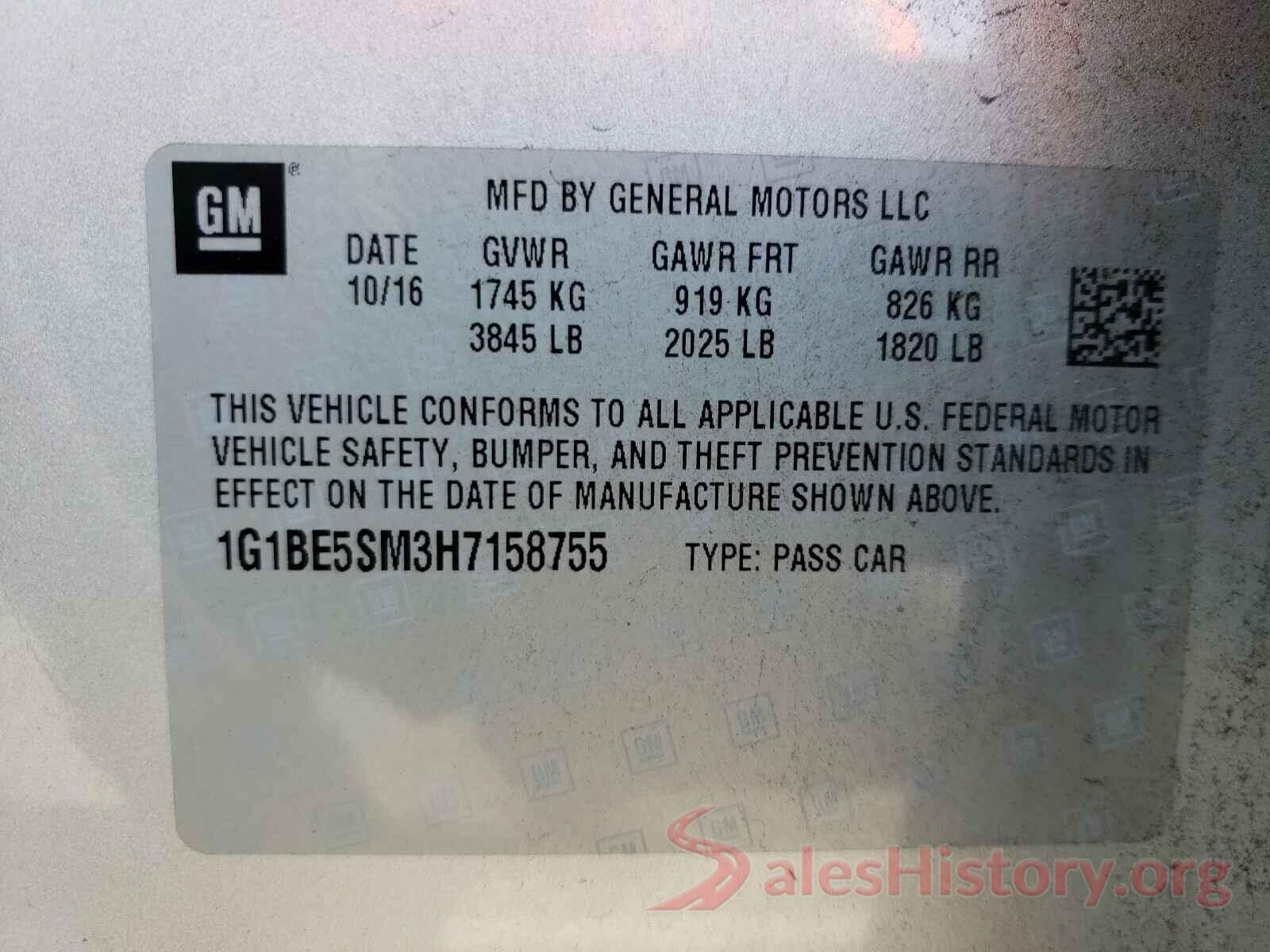 1G1BE5SM3H7158755 2017 CHEVROLET CRUZE