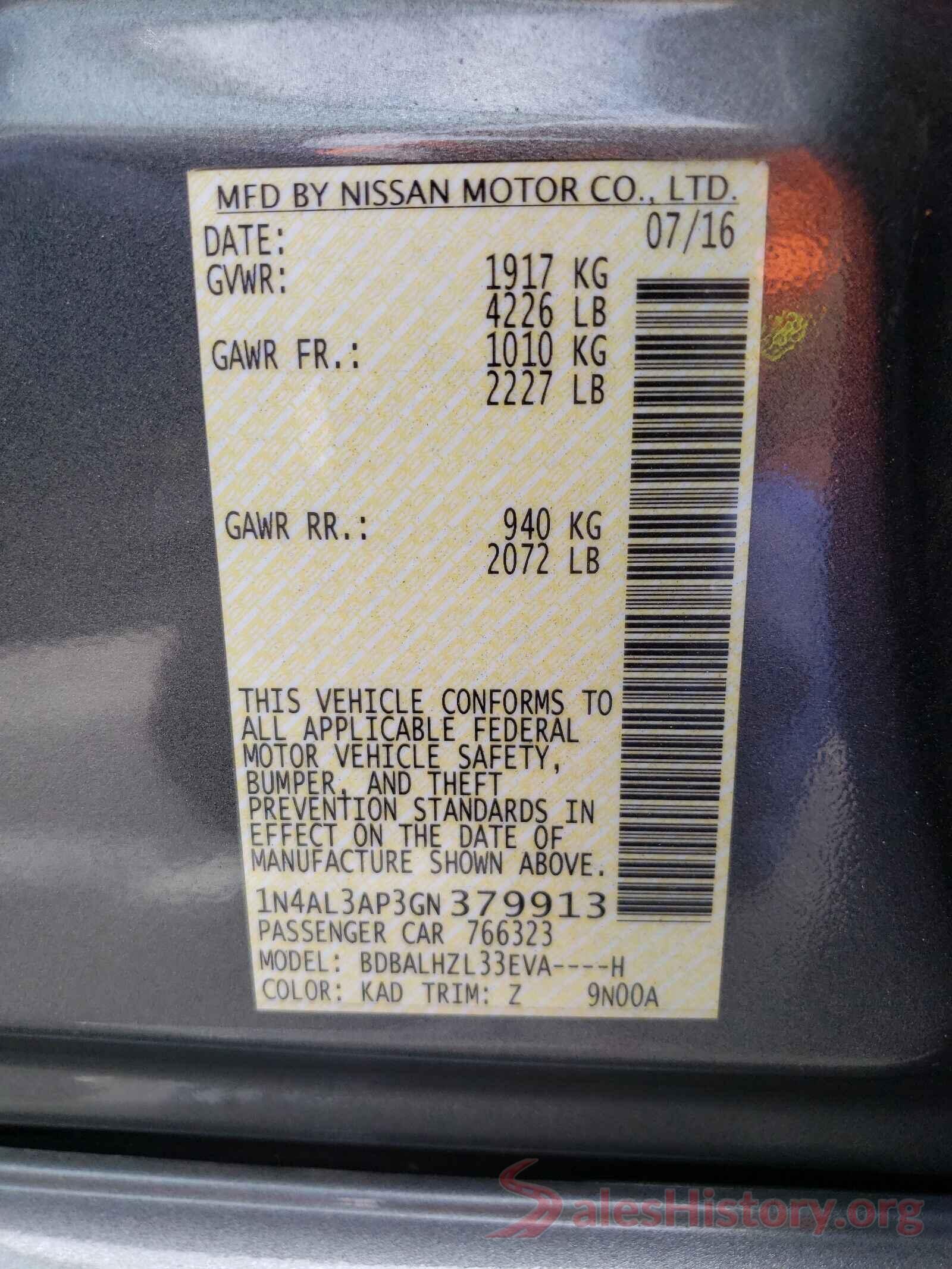 1N4AL3AP3GN379913 2016 NISSAN ALTIMA