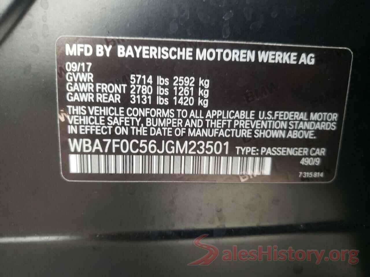 WBA7F0C56JGM23501 2018 BMW 7 SERIES