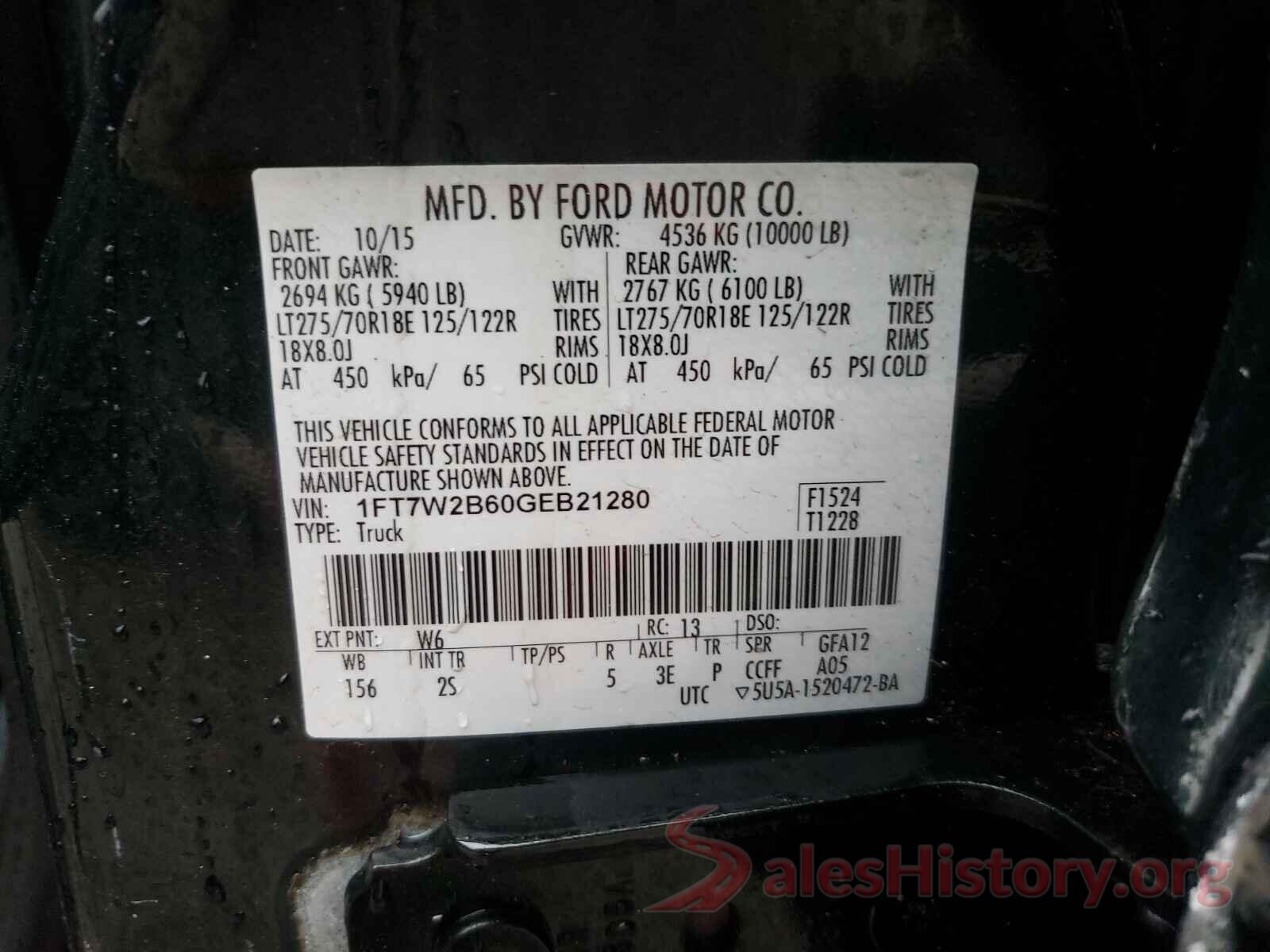 1FT7W2B60GEB21280 2016 FORD F250