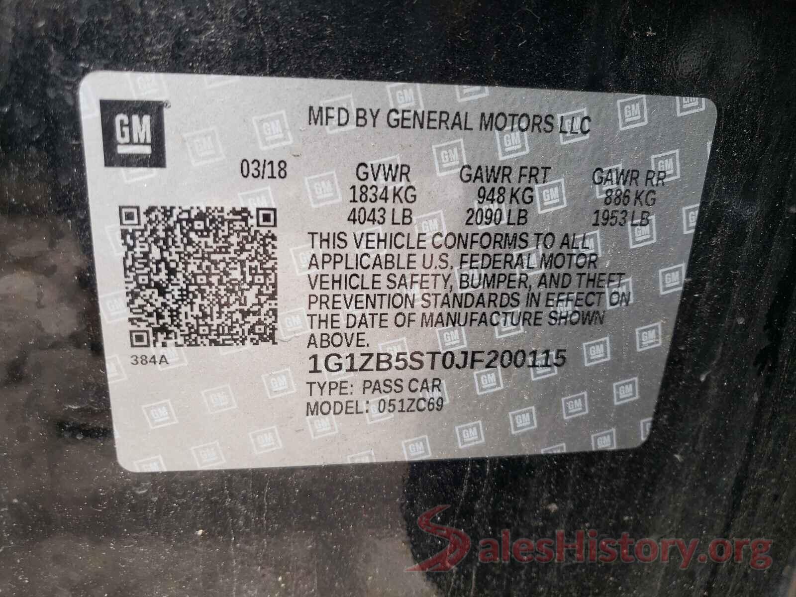 1G1ZB5ST0JF200115 2018 CHEVROLET MALIBU