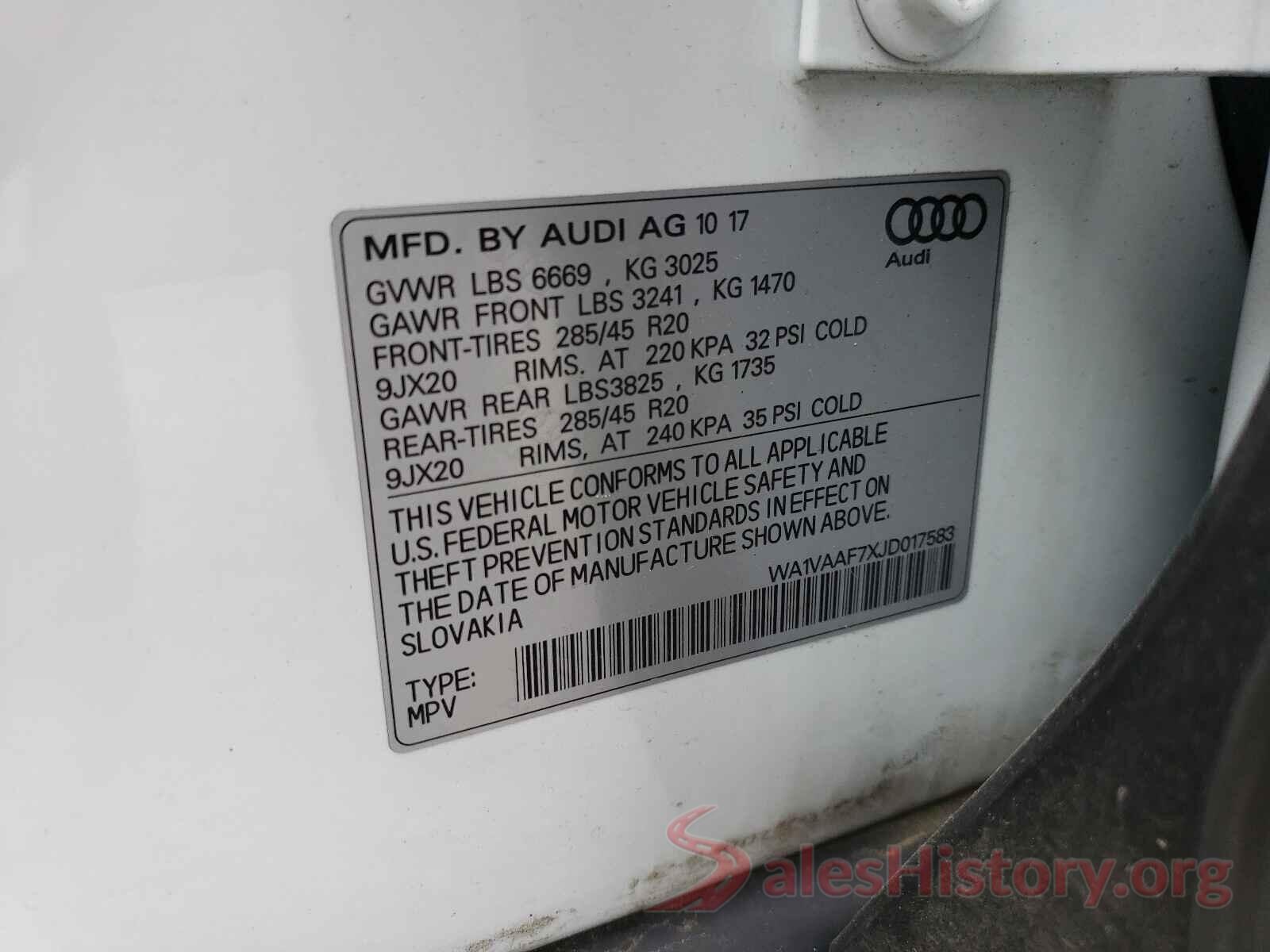 WA1VAAF7XJD017583 2018 AUDI Q7