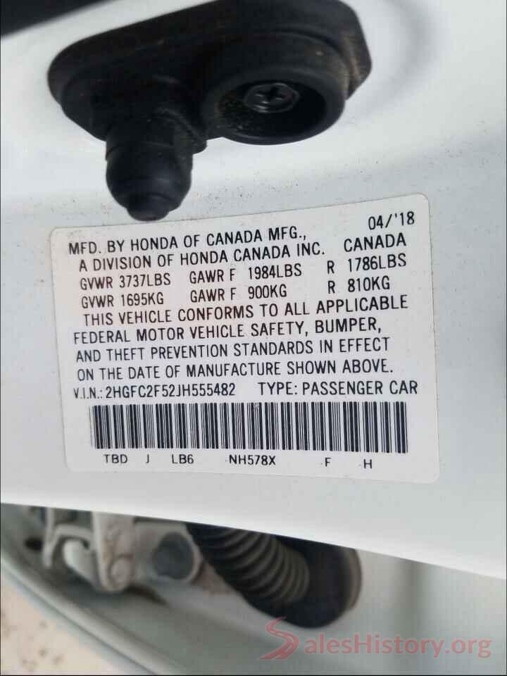 2HGFC2F52JH555482 2018 HONDA CIVIC