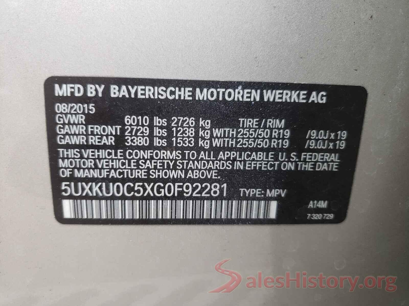 5UXKU0C5XG0F92281 2016 BMW X6