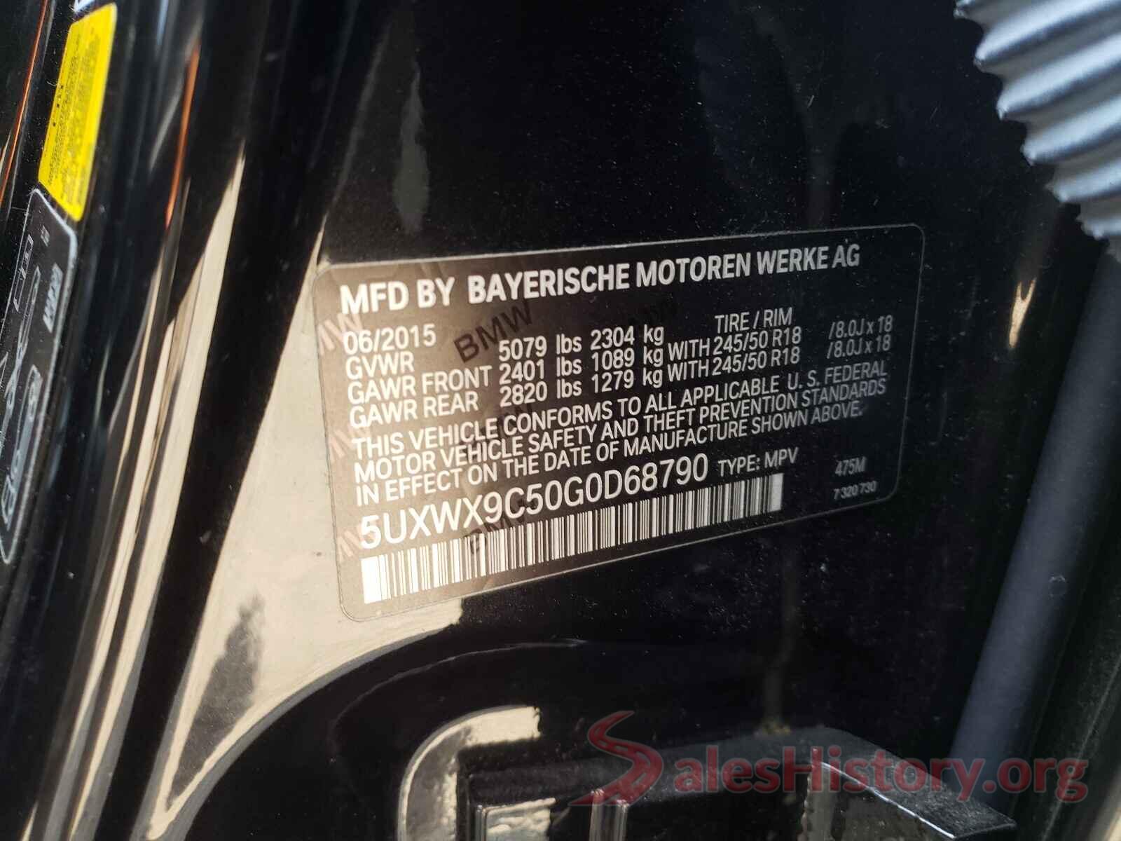 5UXWX9C50G0D68790 2016 BMW X3