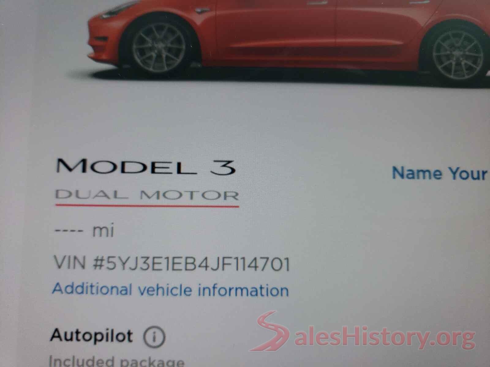 5YJ3E1EB4JF114701 2018 TESLA MODEL 3