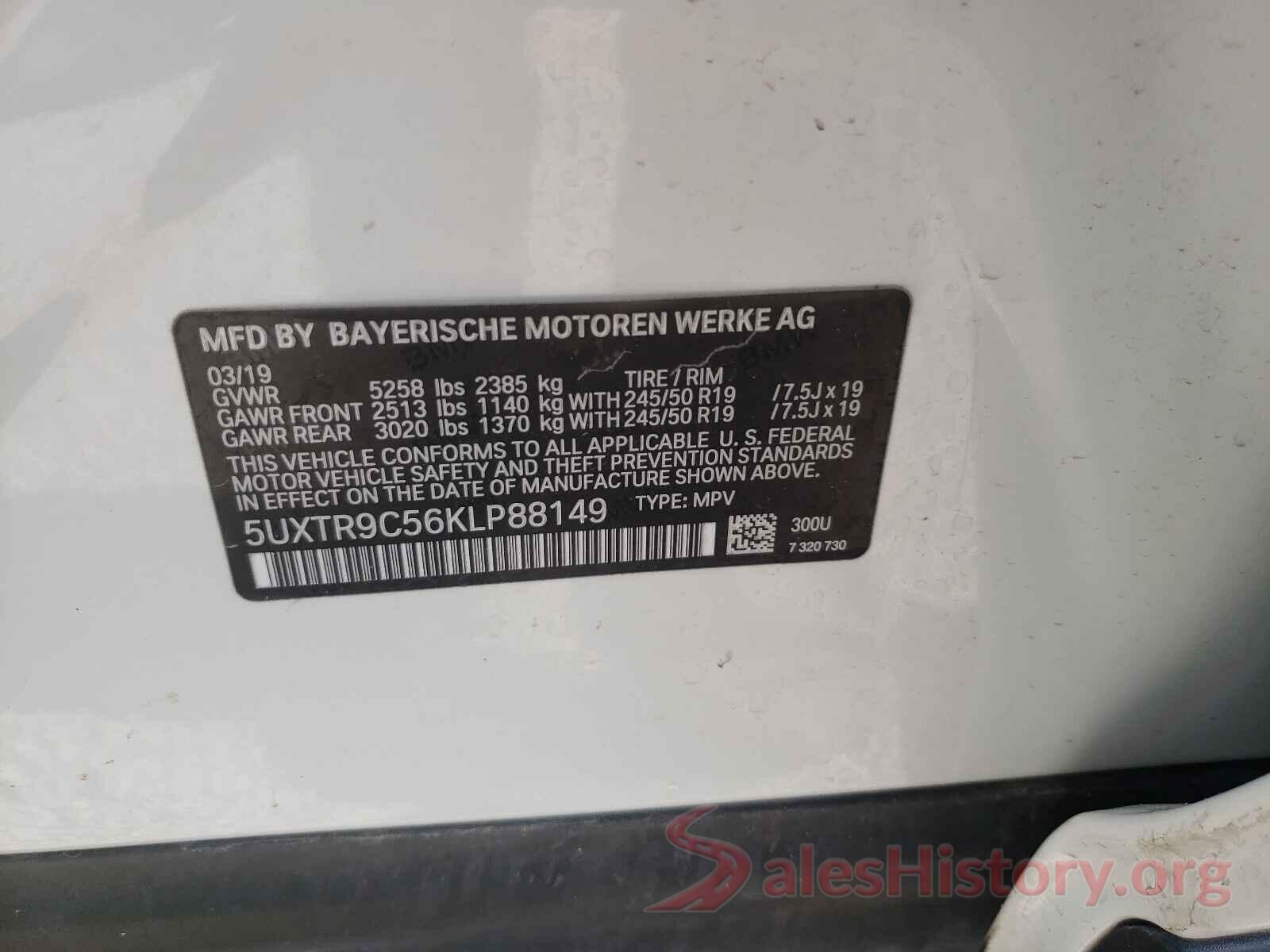 5UXTR9C56KLP88149 2019 BMW X3