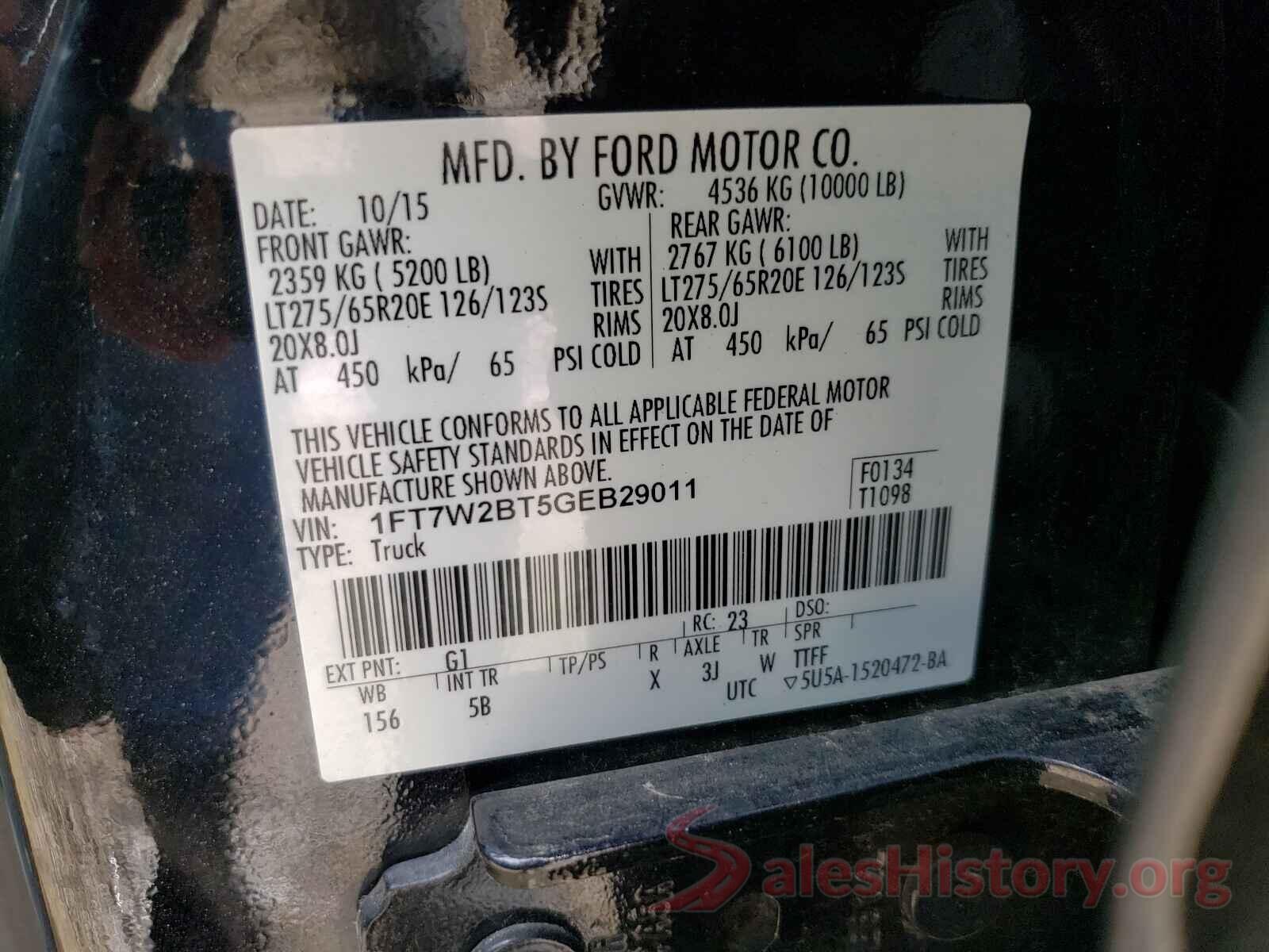 1FT7W2BT5GEB29011 2016 FORD F250