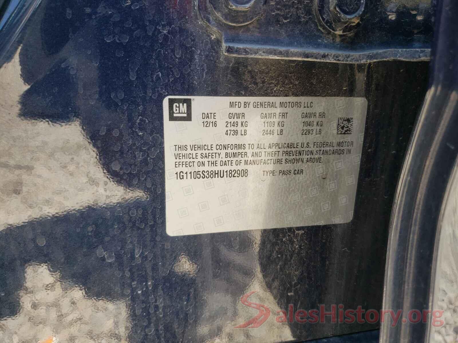 1G1105S38HU182908 2017 CHEVROLET IMPALA