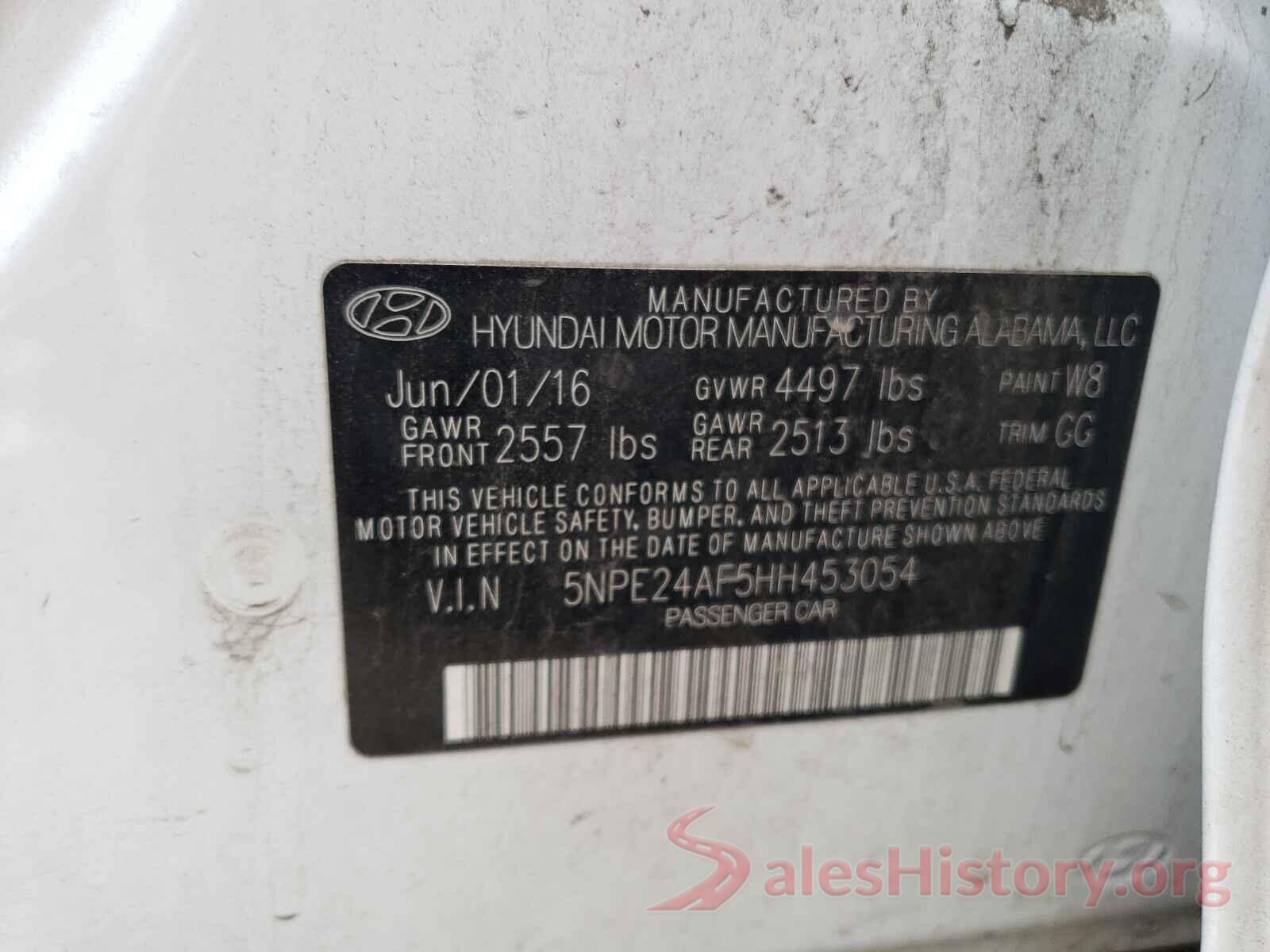 5NPE24AF5HH453054 2017 HYUNDAI SONATA