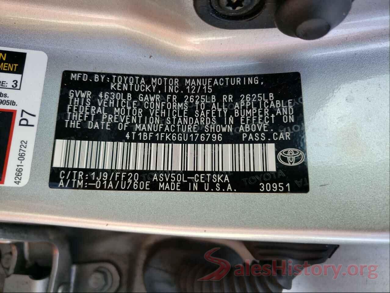 4T1BF1FK6GU176796 2016 TOYOTA CAMRY