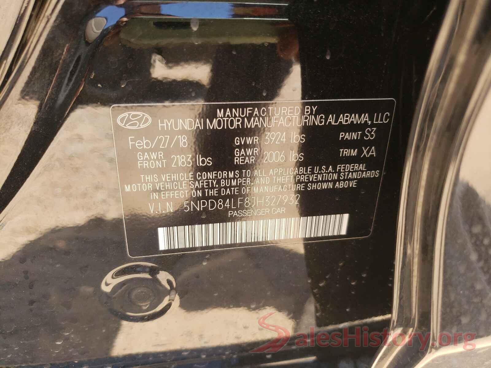 5NPD84LF8JH327932 2018 HYUNDAI ELANTRA