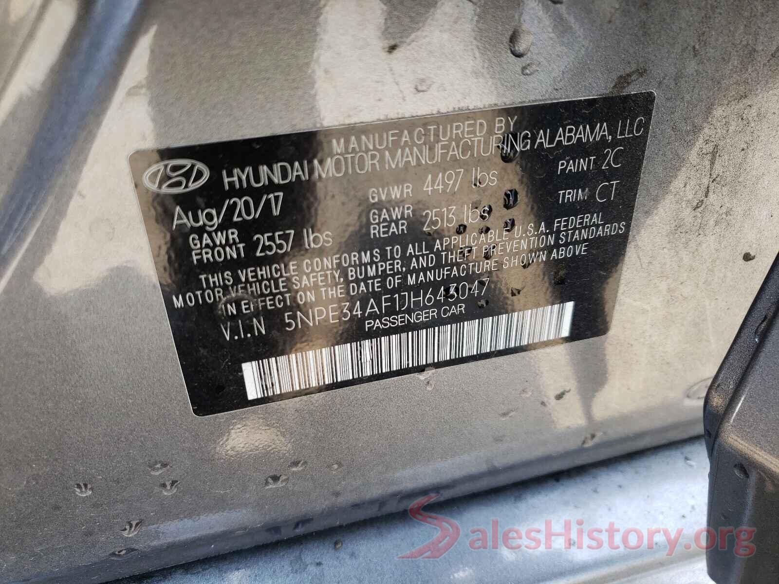 5NPE34AF1JH643047 2018 HYUNDAI SONATA