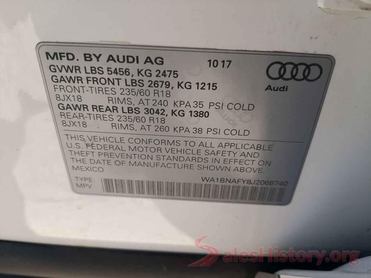 WA1BNAFY8J2068740 2018 AUDI Q5