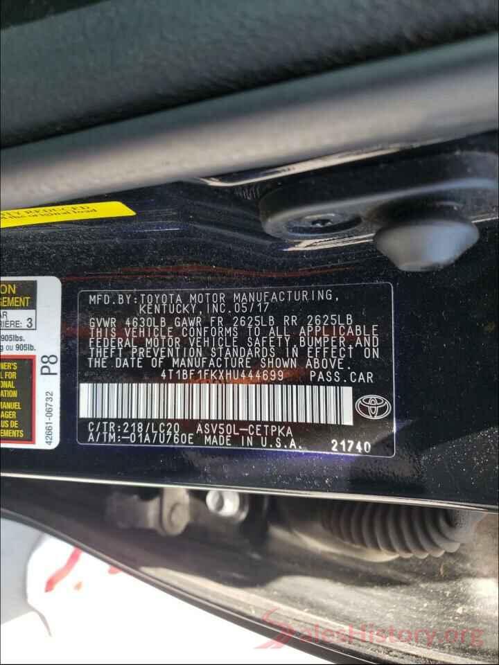 4T1BF1FKXHU444699 2017 TOYOTA CAMRY