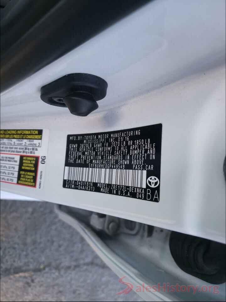 5YFBURHE0GP449549 2016 TOYOTA COROLLA