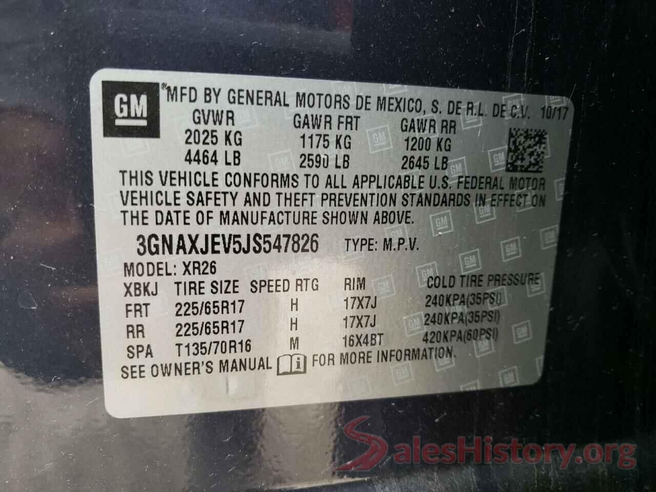 3GNAXJEV5JS547826 2018 CHEVROLET EQUINOX