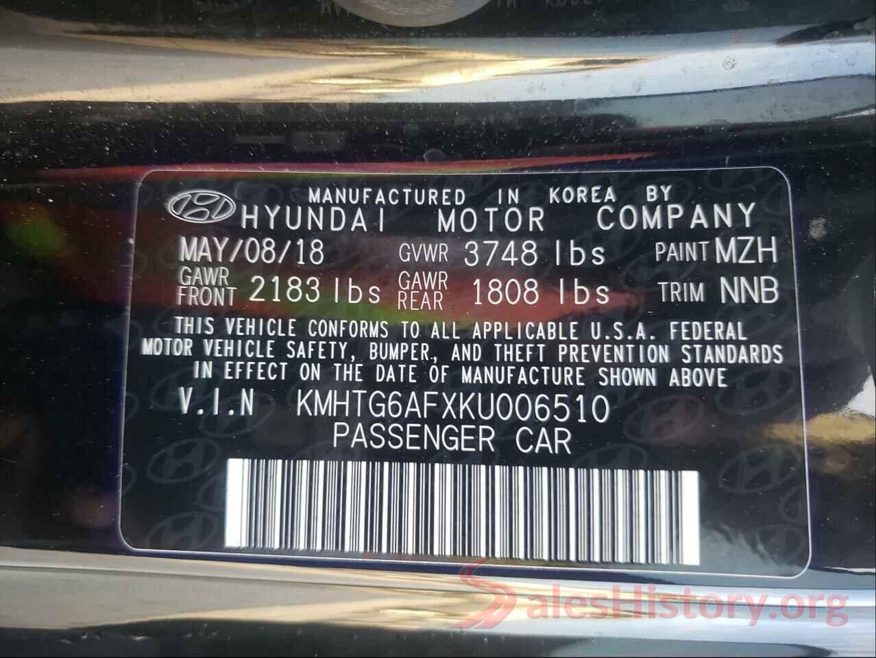 KMHTG6AFXKU006510 2019 HYUNDAI VELOSTER