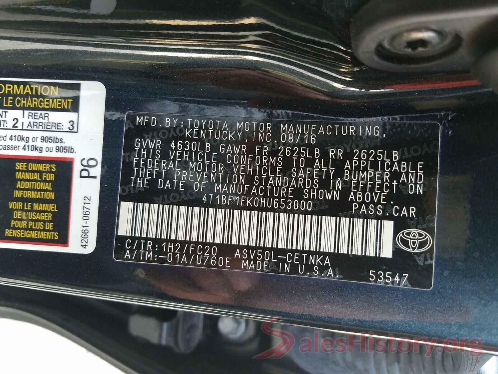 4T1BF1FK0HU653000 2017 TOYOTA CAMRY