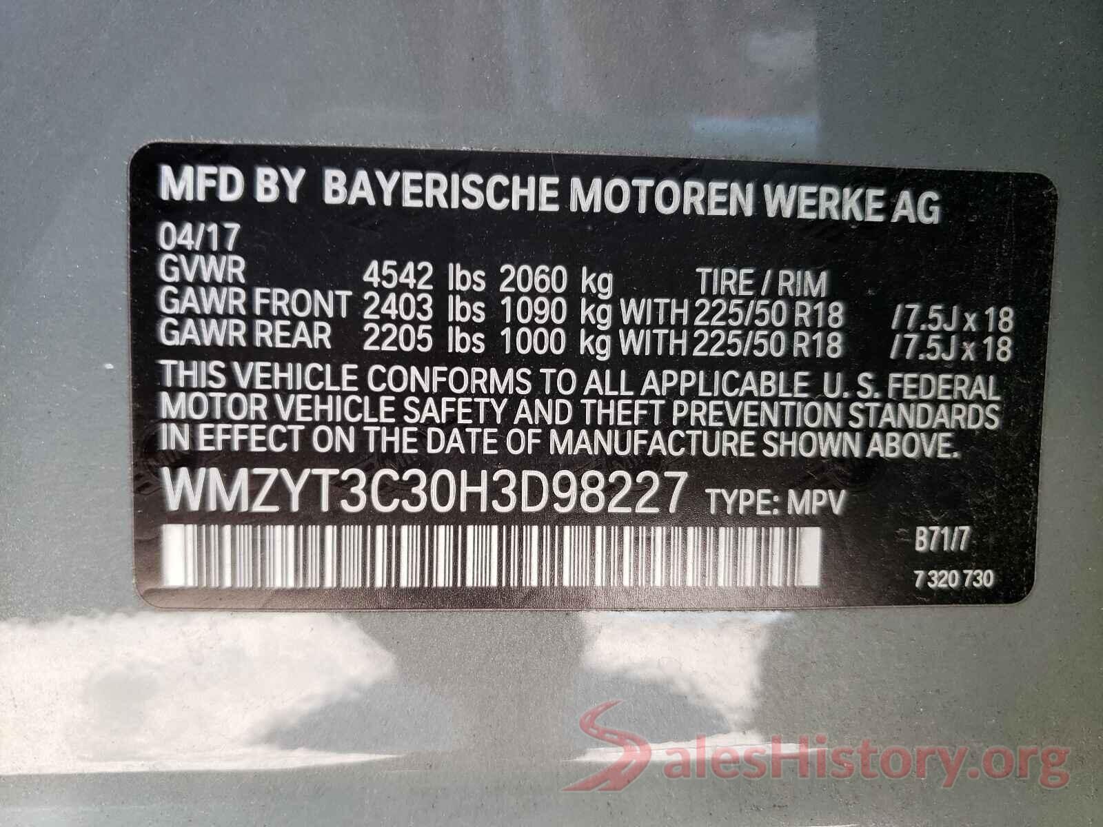 WMZYT3C30H3D98227 2017 MINI COOPER