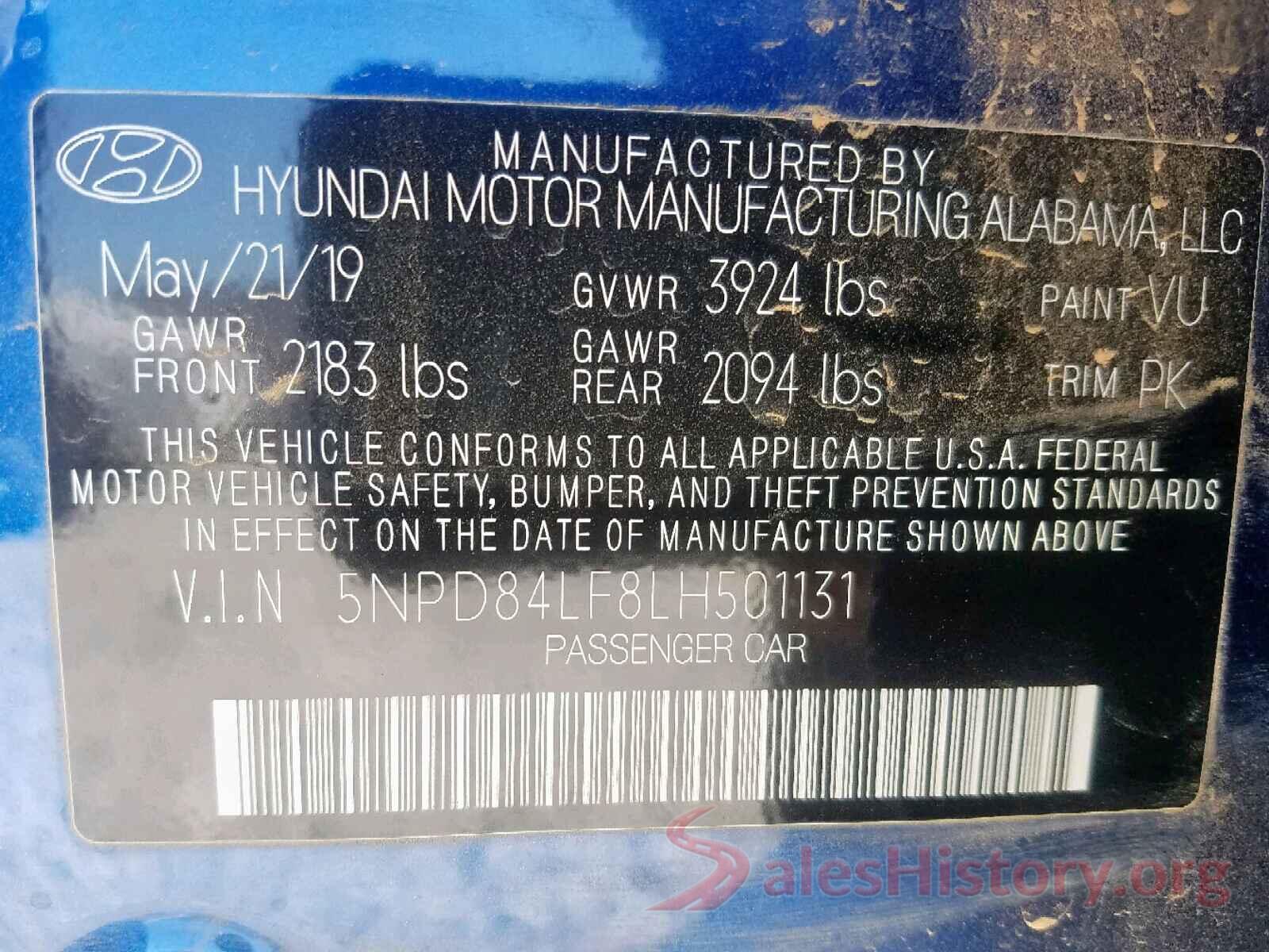 5NPD84LF8LH501131 2020 HYUNDAI ELANTRA