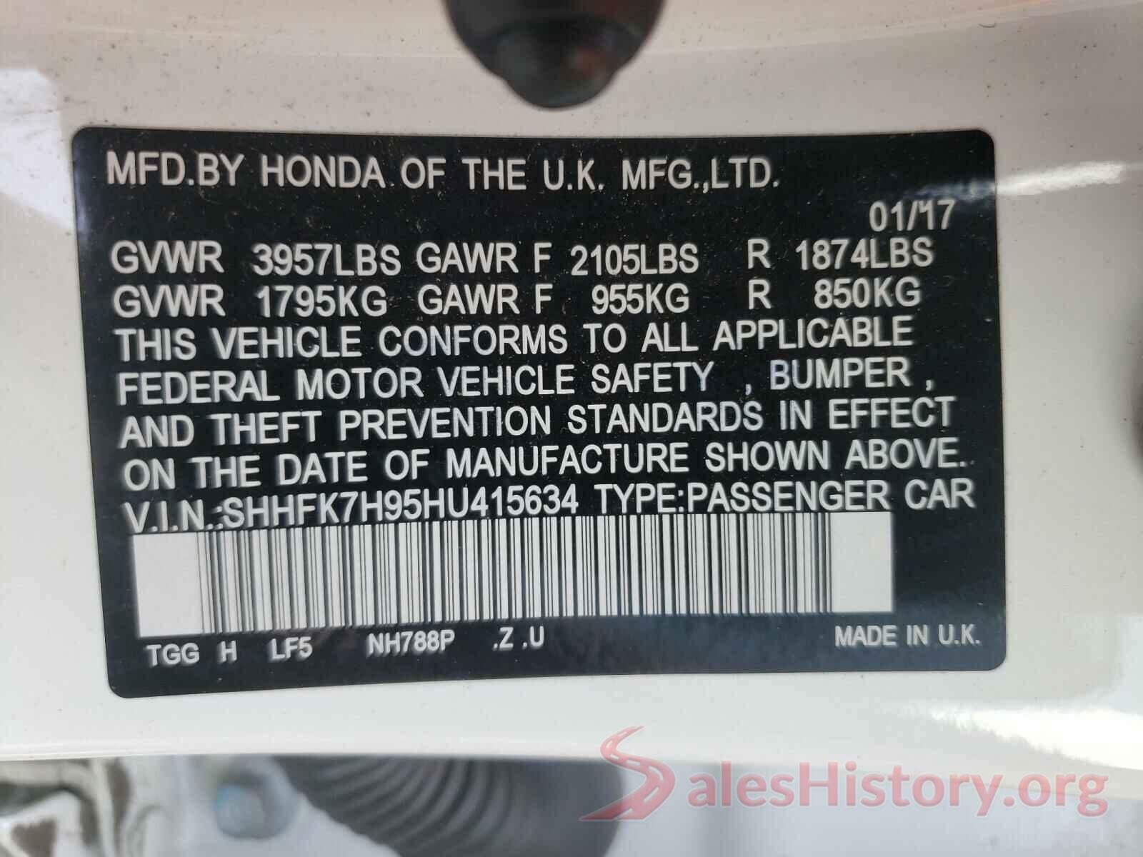 SHHFK7H95HU415634 2017 HONDA CIVIC