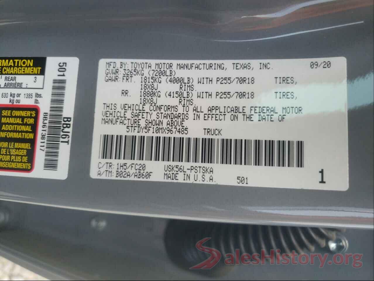 5TFDY5F10MX967485 2021 TOYOTA TUNDRA