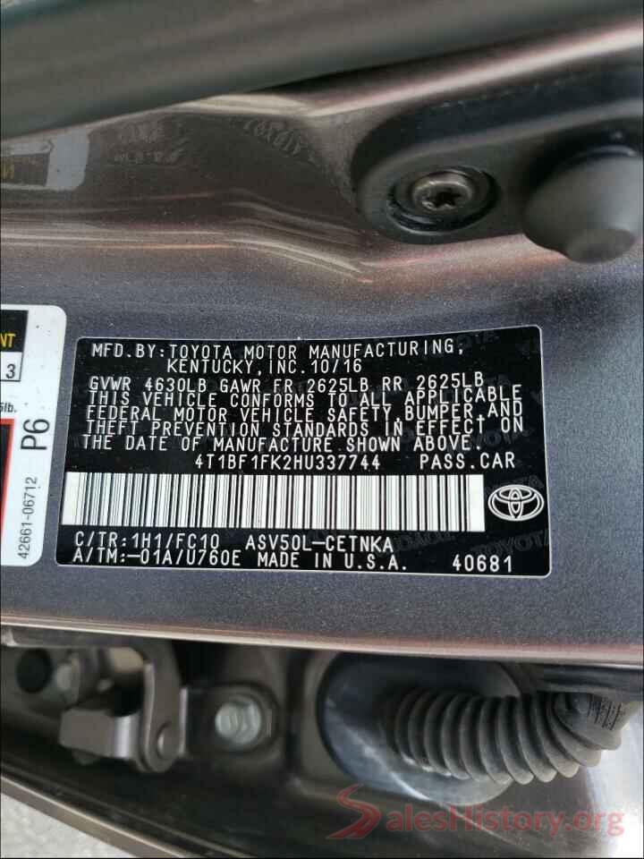 4T1BF1FK2HU337744 2017 TOYOTA CAMRY