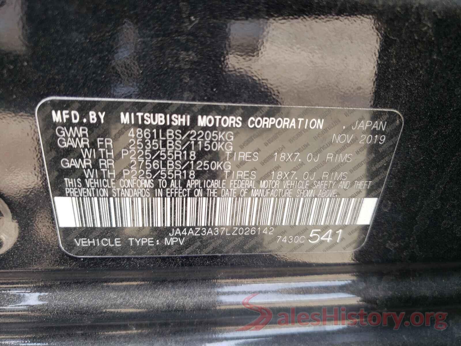 JA4AZ3A37LZ026142 2020 MITSUBISHI OUTLANDER