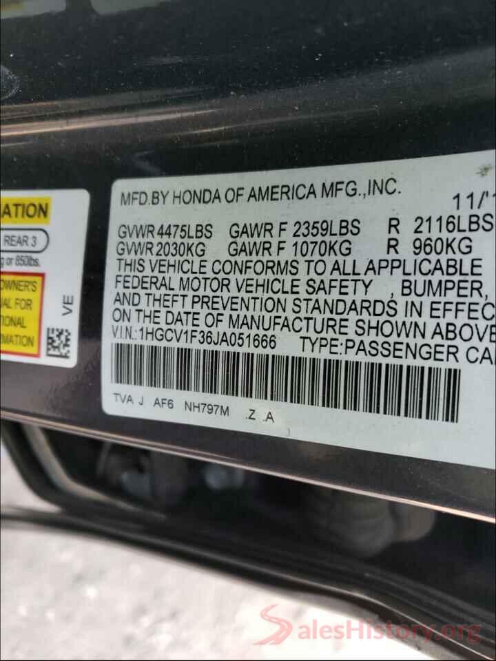 1HGCV1F36JA051666 2018 HONDA ACCORD