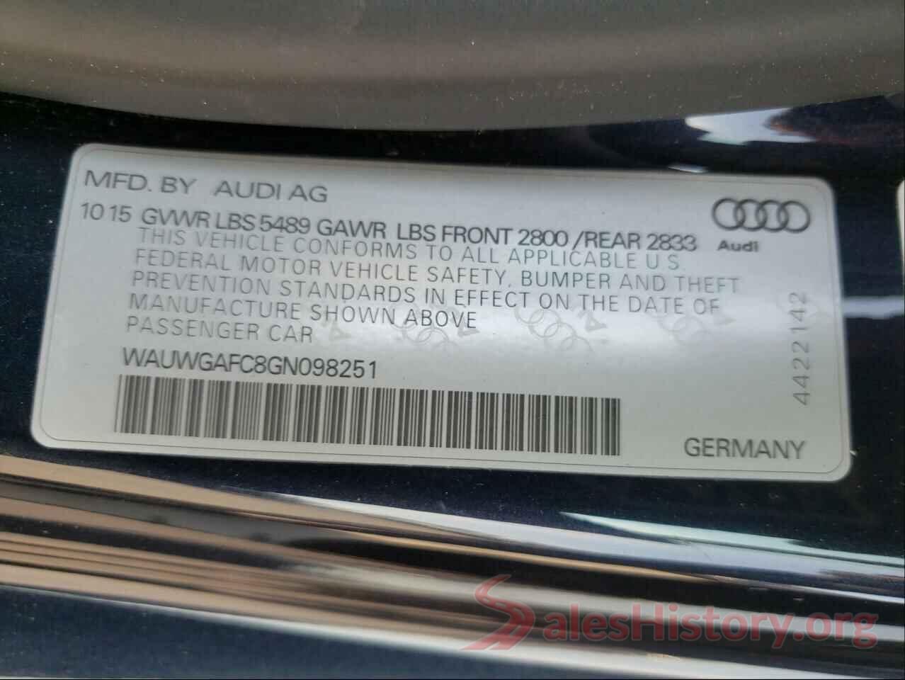 WAUWGAFC8GN098251 2016 AUDI A7