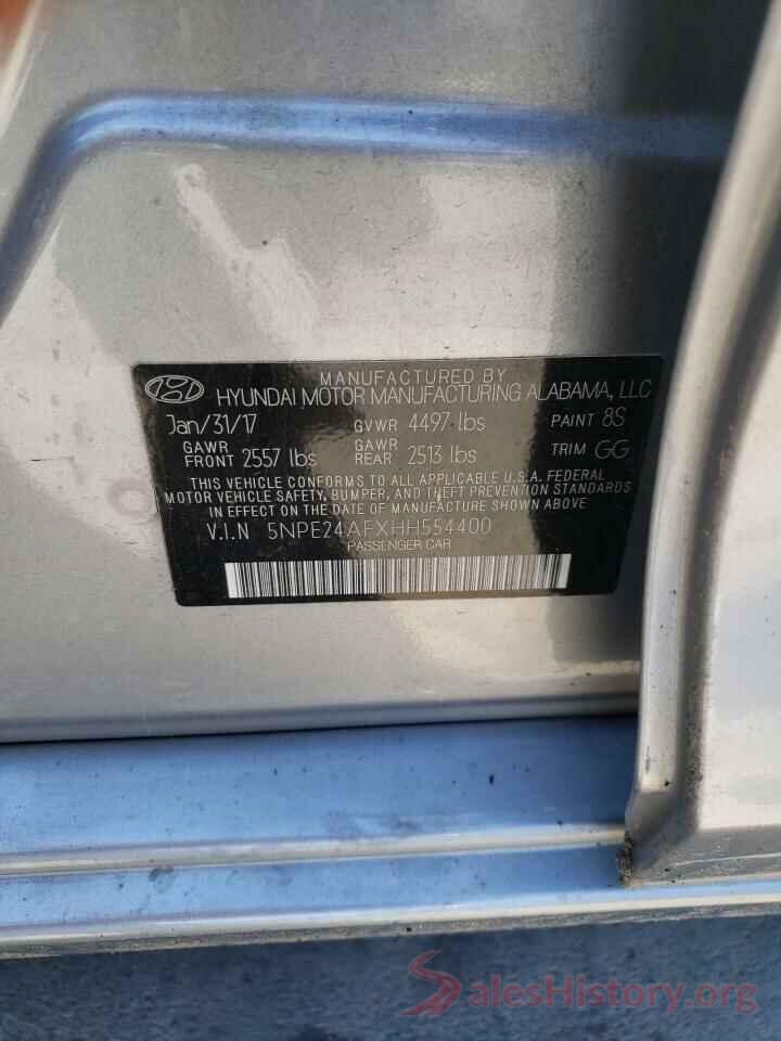 5NPE24AFXHH554400 2017 HYUNDAI SONATA