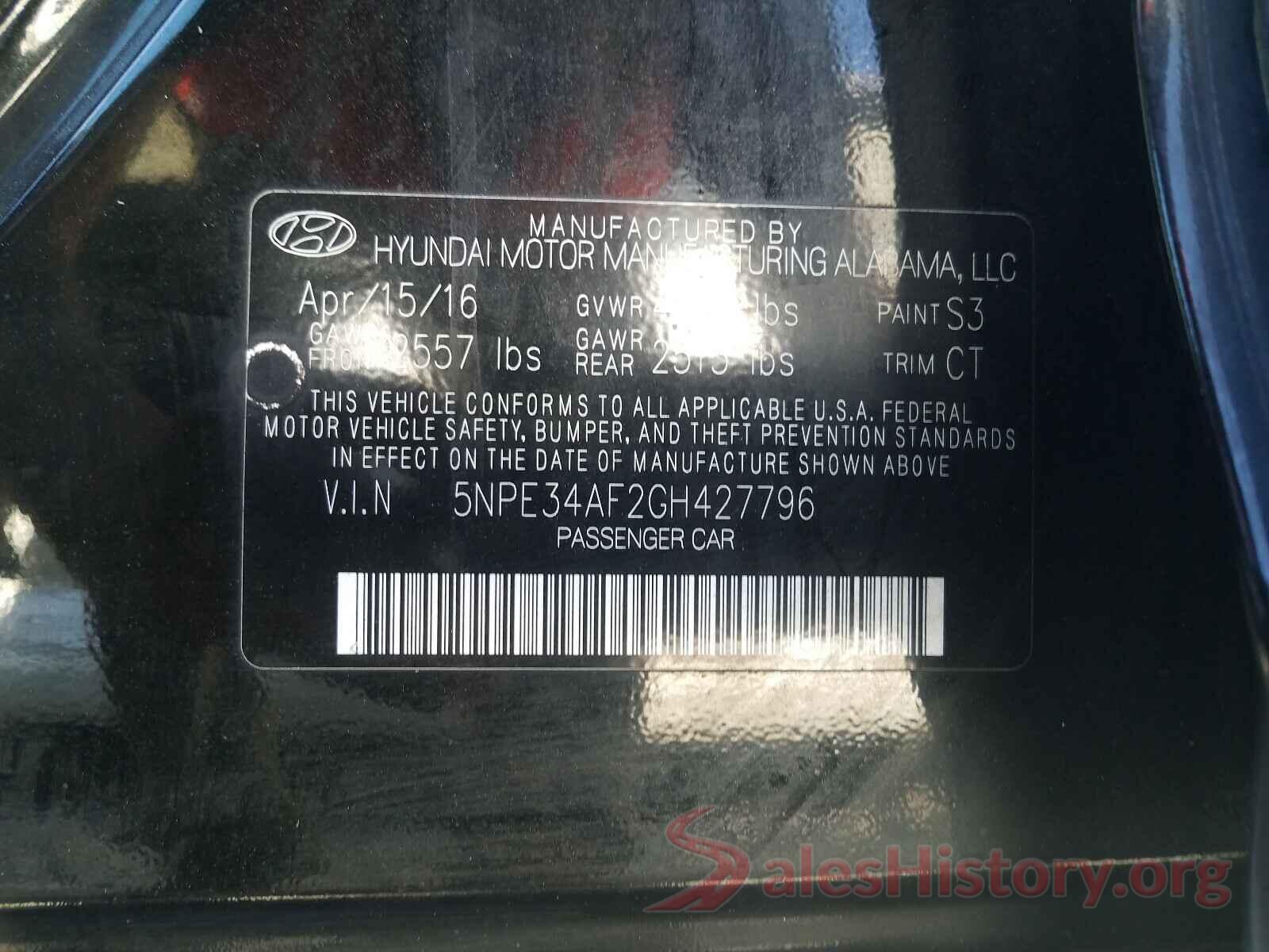 5NPE34AF2GH427796 2016 HYUNDAI SONATA