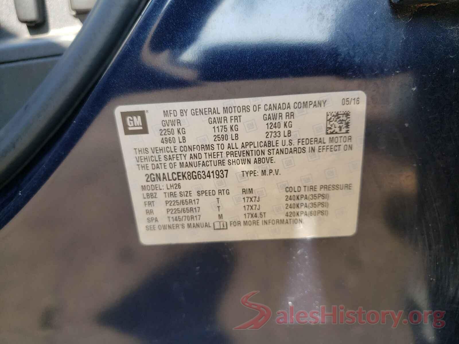 2GNALCEK8G6341937 2016 CHEVROLET EQUINOX