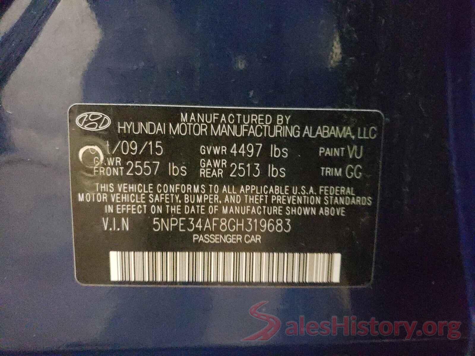 5NPE34AF8GH319683 2016 HYUNDAI SONATA