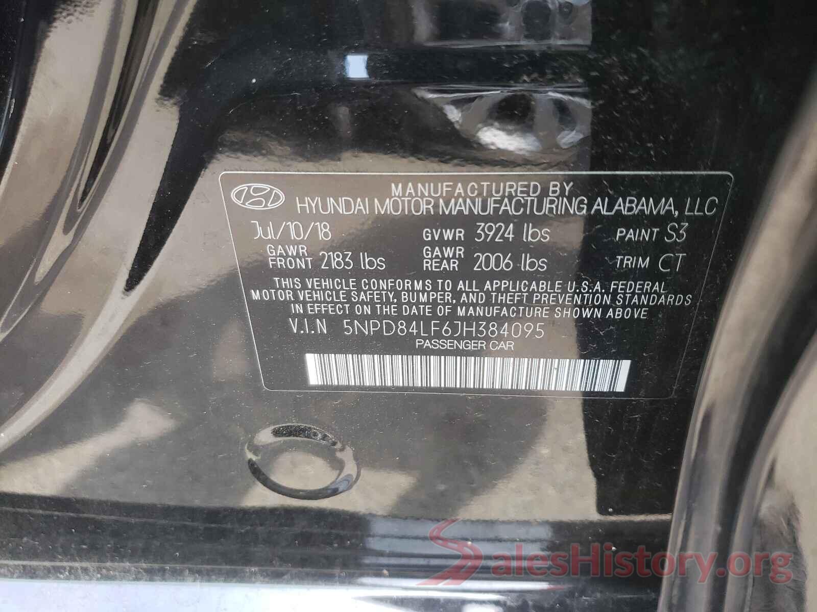 5NPD84LF6JH384095 2018 HYUNDAI ELANTRA