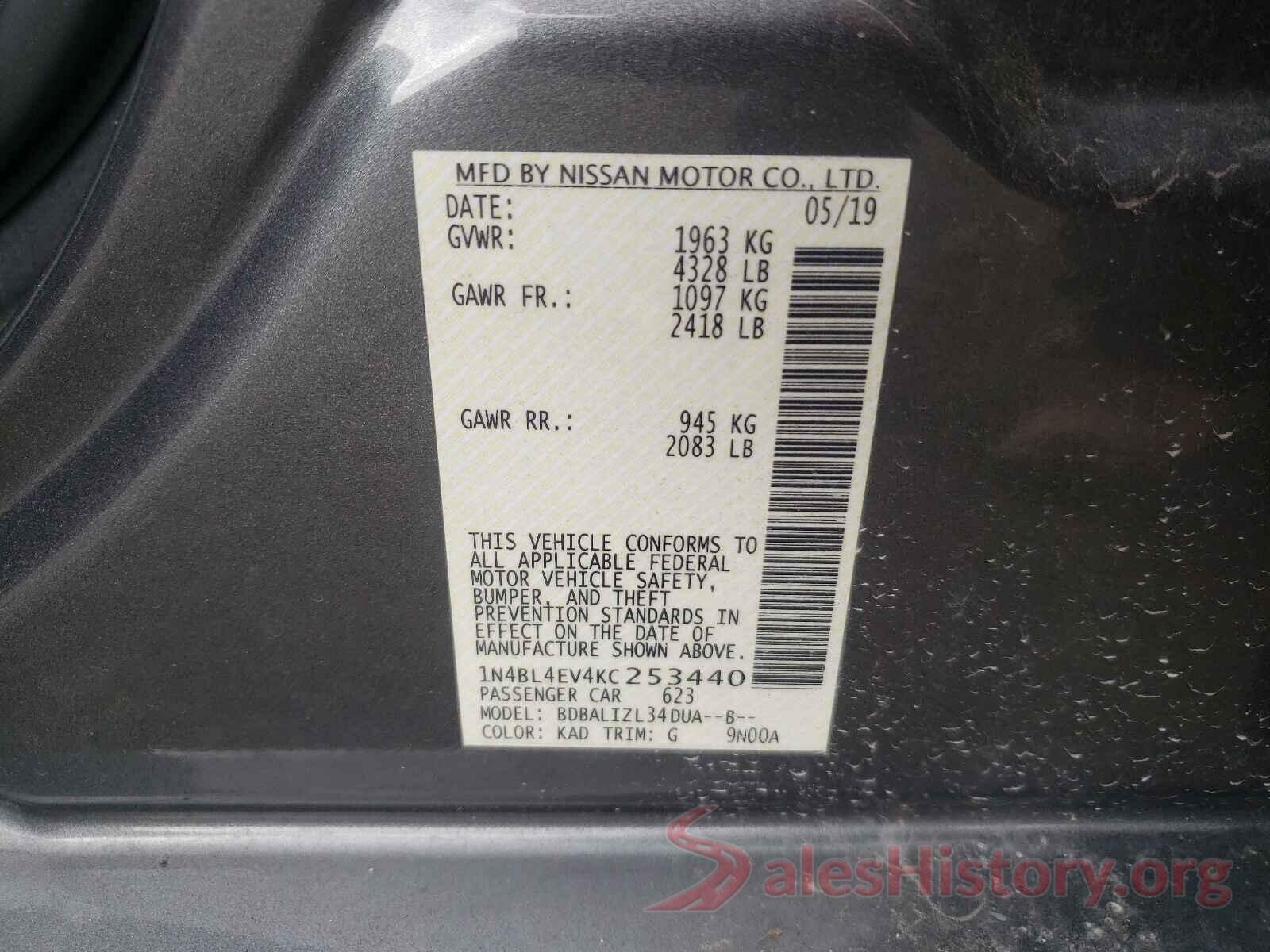 1N4BL4EV4KC253440 2019 NISSAN ALTIMA