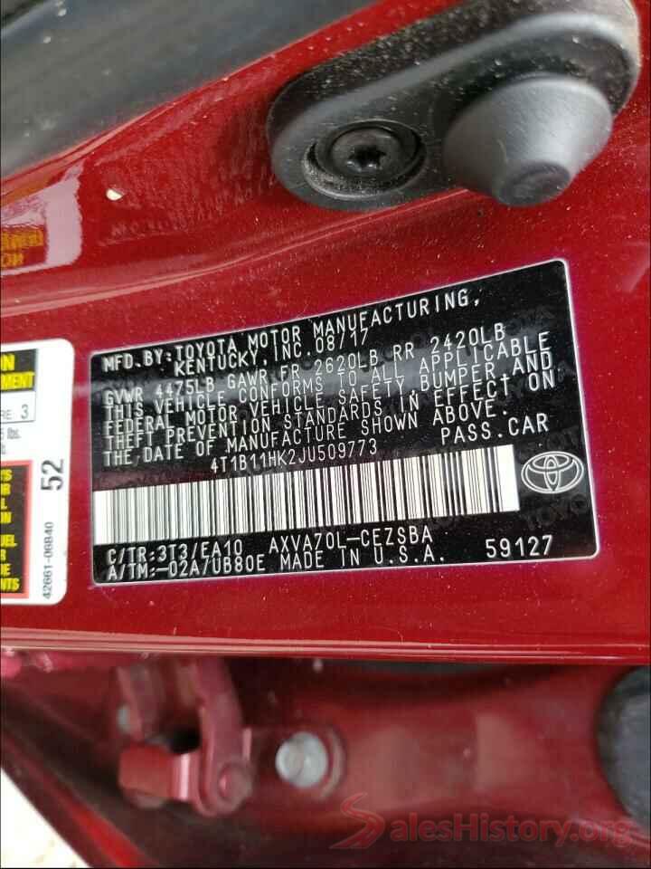 4T1B11HK2JU509773 2018 TOYOTA CAMRY