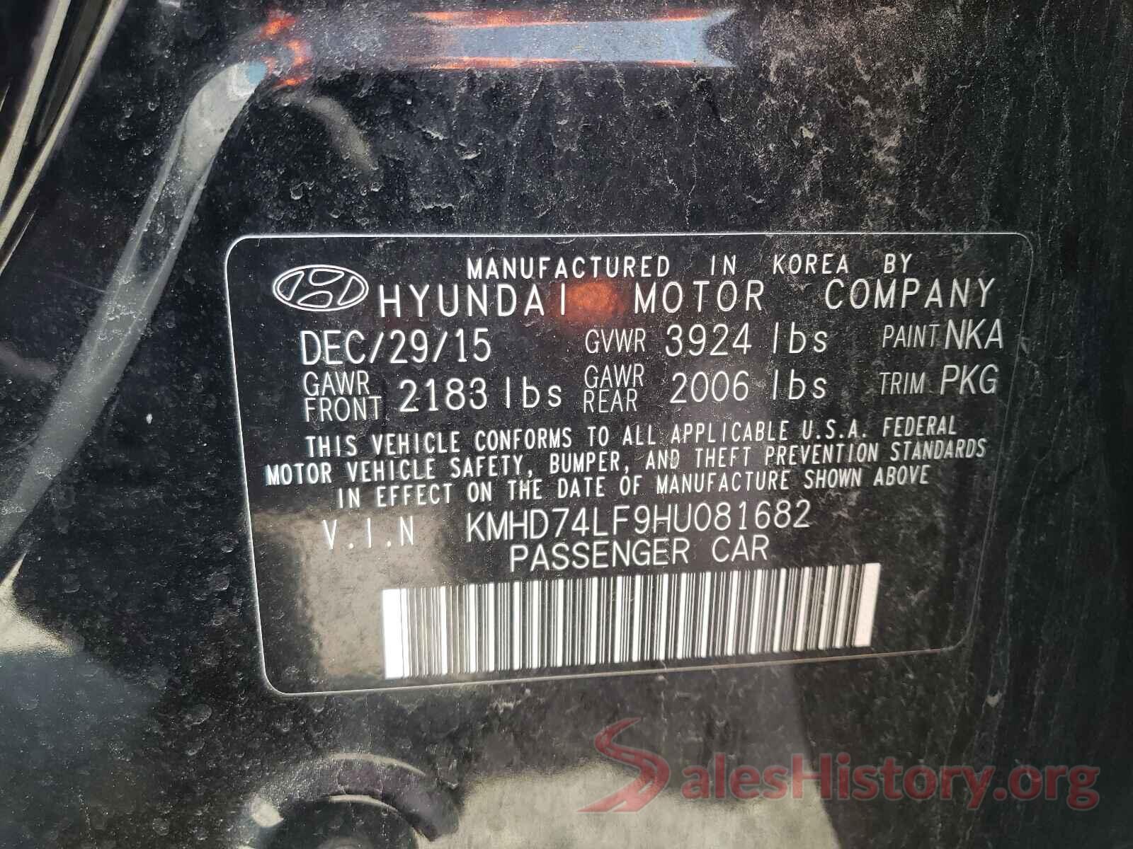 KMHD74LF9HU081682 2017 HYUNDAI ELANTRA