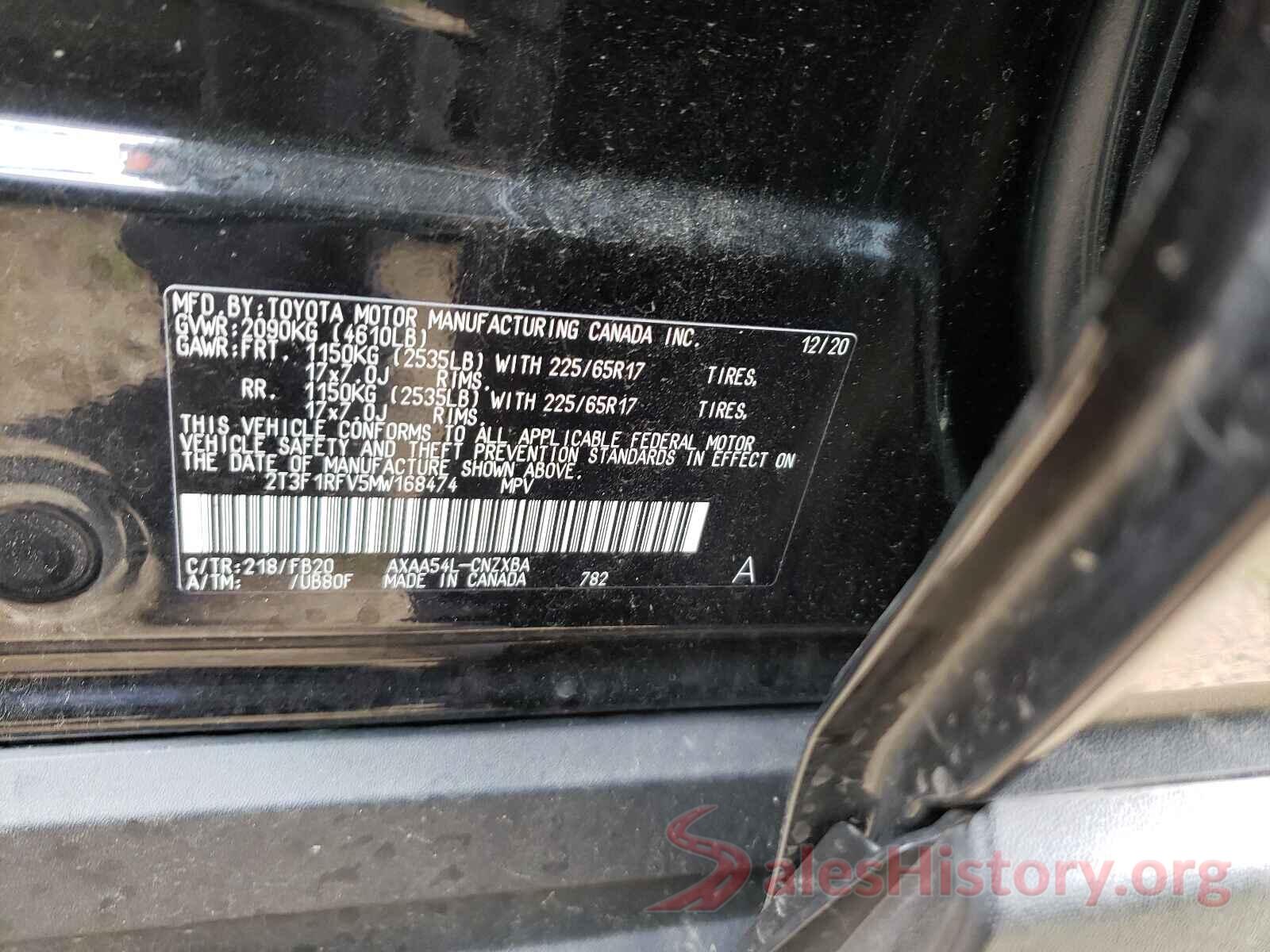 2T3F1RFV5MW168474 2021 TOYOTA RAV4